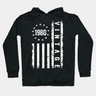 44 Years Old Gifts Vintage 1980 American Flag 44th Birthday Hoodie